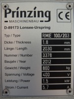 Prinzing RME100/203 Electric Three-Roller Bending Machine - 5