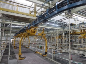 Daifuku Overhead Suspended Frame Chassis Delivery Conveyor